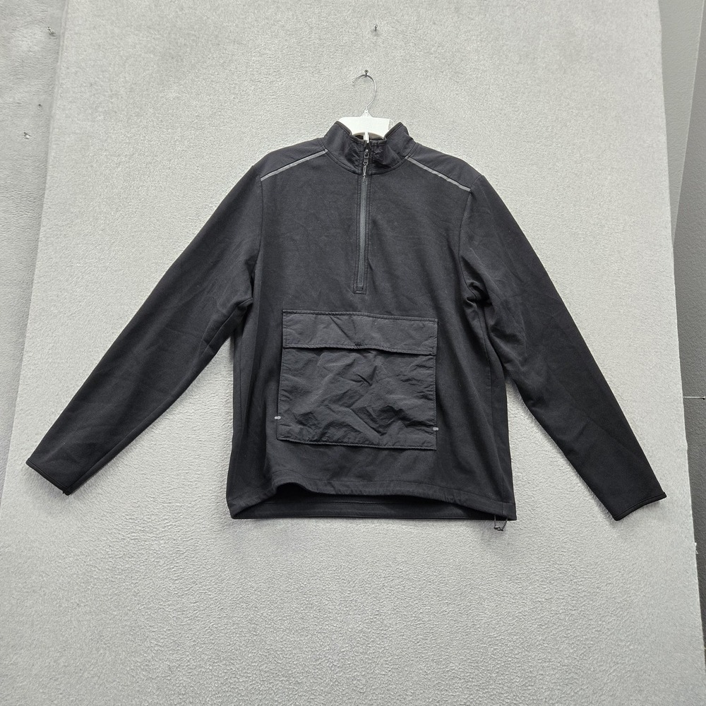 Old Navy Men Sweatshirt L Black Dynamic Fleece 1/2 Zip Activewear Mock Neck